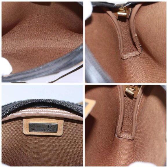 Christian Dior Honeycomb Canvas Shoulder Bag PVC Leather Black Auth 90814 - Picture 15 of 16